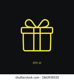 icono de línea giftbox, ilustración del vector de contorno.