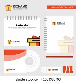 Giftbox  Logo, Calendar Template, CD Cover, Diary and USB Brand Stationary Package Design Vector Template