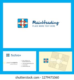 Giftbox Logo design with Tagline & Front and Back Busienss Card Template. Vector Creative Design