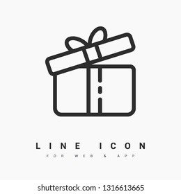 Giftbox minimal icon. Present line vector icon for websites and mobile minimalistic flat design.