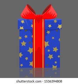 Giftbox mockup with side view. Cartoon style hand drawn style flat color vector illustration.