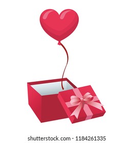 Giftbox open with balloon
