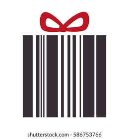 giftbox present with barcode isolated icon