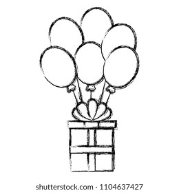 giftbox present birthday with balloons helium celebration