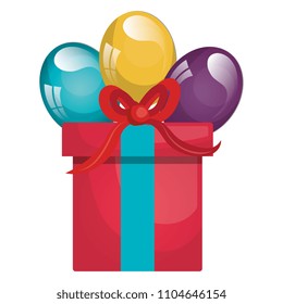 giftbox present birthday with balloons helium celebration