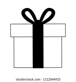 Giftbox present isolated in black and white