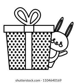 giftbox present with rabbit kawaii birthday celebration