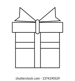 Giftbox present symbol isolated in black and white