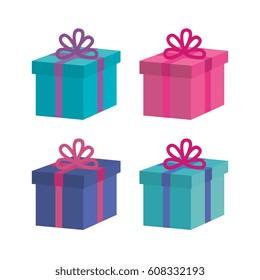 giftbox presents set icons