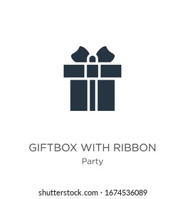Caja de cambios con un vector de icono de cinta. Giftbox plano de moda con icono de cinta de la colección de partidos aislado en fondo blanco. La ilustración vectorial se puede utilizar para diseño gráfico web y móvil, logotipo, eps10