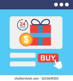 giftbox with shopping online technology vector illustration design