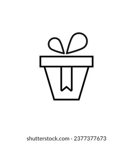 Giftbox Vector Line Sign for Advertisement. Suitable for books, stores, shops. Editable stroke in minimalistic outline style. Symbol for design 