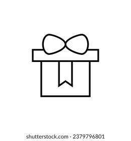 Giftbox Vector Line Sign for Adverts. Suitable for books, stores, shops. Editable stroke in minimalistic outline style. Symbol for design 