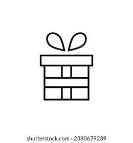 Giftbox Vector Line Symbol. Suitable for books, stores, shops. Editable stroke in minimalistic outline style. Symbol for design 