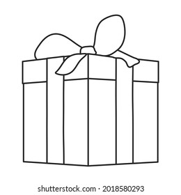 Icono de contorno de vector Giftbox. Regalo de caja de ilustración de vectores sobre fondo blanco. Icono de ilustración de esquema aislado de giftbox.