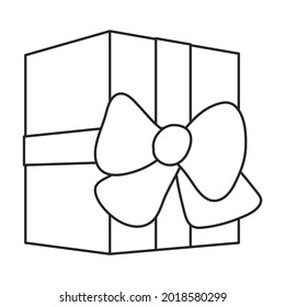 Icono de contorno de vector Giftbox. Regalo de caja de ilustración de vectores sobre fondo blanco. Icono de ilustración de esquema aislado de giftbox.