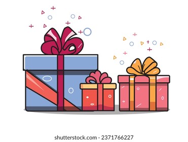 GIftbox vector set. Giftbox ribbon . Birthday background on isolated background . Decoration elements vector.Christmas surprise box illustration.  