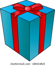 Giftbox wrapped with red bow