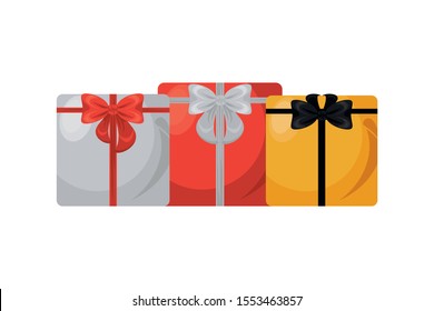 giftboxes presents with bows icons vector illustration design