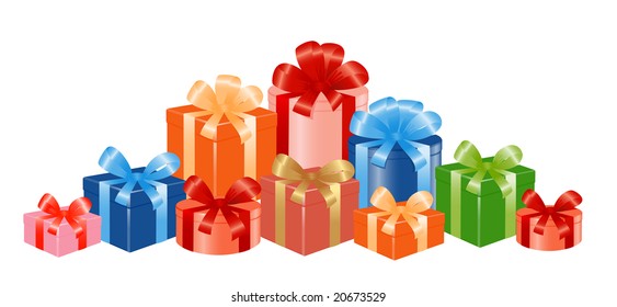 Giftboxes with ribbon. Vector-Illustration