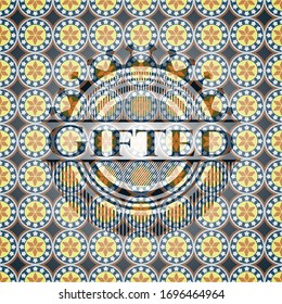 Geschenkter arabesque Emblem Hintergrund. arabische Dekoration.