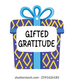 Gifted gratitude typography sticker in flat style