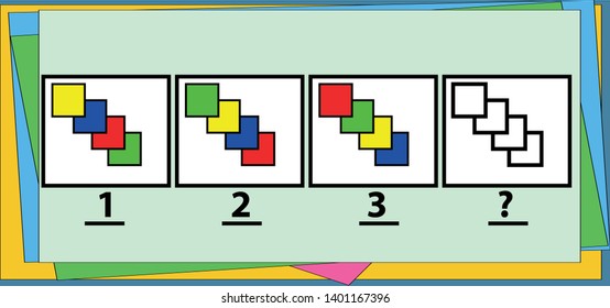 Gifted And Talented Worksheets,IQ test. Choose correct answer. Set of logical tasks composed of geometric shapes. Vector illustration 