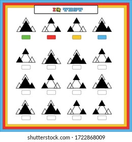 Gifted And Talented Worksheets,IQ test. Choose correct answer. Set of logical tasks composed of geometric shapes. Vector illustration.attention study shake.
