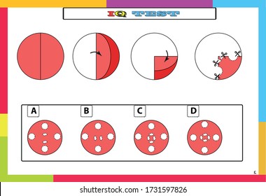 Gifted And Talented Worksheets,IQ test. Choose correct answer. Set of logical tasks composed of geometric shapes. Vector illustration.attention study shake.folding paper.