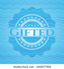 Gifted water wave representation emblem background. Vector Illustration. Detailed.