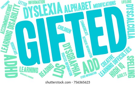 Gifted word cloud on a white background. 