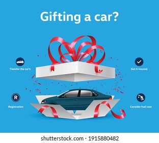 Gifting a car vector illustration