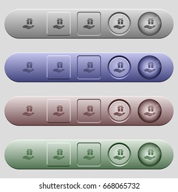 Gifting icons on rounded horizontal menu bars in different colors and button styles