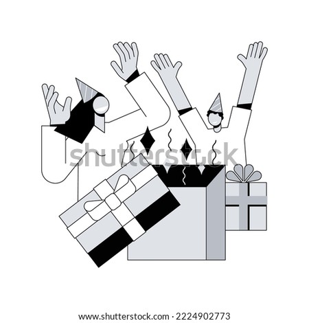 Gift-opening party abstract concept vector illustration. Day-after party, gift-opeing together, family celebration tradition, getting present, guest invitation, brunch event abstract metaphor.