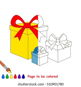 Gifts to be colored, the coloring book to educate preschool kids with easy kid educational gaming and primary education of simple game level.