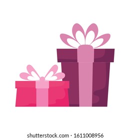 gifts with bowties design, Box present holiday christmas shopping birthday celebration decoration and surprise theme Vector illustration