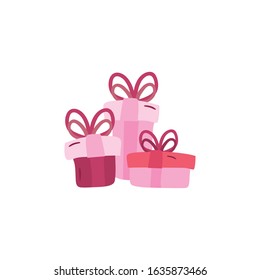 gifts with bowties design, Box present holiday christmas shopping birthday celebration decoration and surprise theme Vector illustration