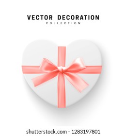 Gifts box. Isolated realistic gift presents in heart shape view top.