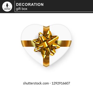 Gifts box. Isolated realistic gift on white background in heart shape. - Vector