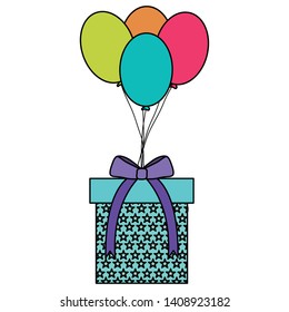 gifts boxes with balloons helium floating