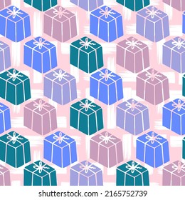 gifts boxes with bows texture vector seamless pattern