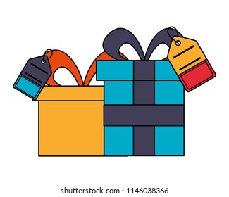 gifts boxes with commercial tags