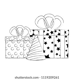 gifts boxes presents with hat party