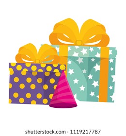 gifts boxes presents with hat party
