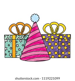 gifts boxes presents with hat party