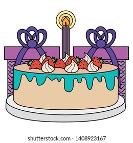 gifts boxes presents with sweet cake