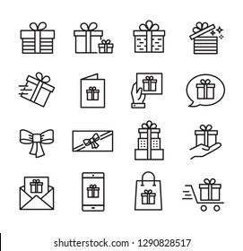 Gifts and celebration icons set, can be used to illustrate topics like parties, birthday celebration, family events.