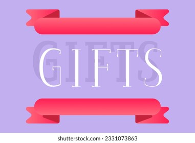 Gifts colorful promotional banner. Vector decorative typography. Decorative typeset style. Latin script for headers. Trendy advertising for graphic posters, banners, invitations texts