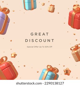 Gifts composition with Realistic Detailed Present Boxes. Vector illustration