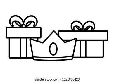 gifts with crown cartoon